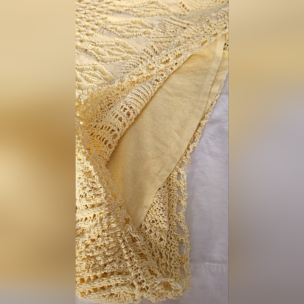 Zara Pale Yellow Crochet Knit Maxi Skirt Boho High Waisted Cream NWT Large - Picture 10 of 12